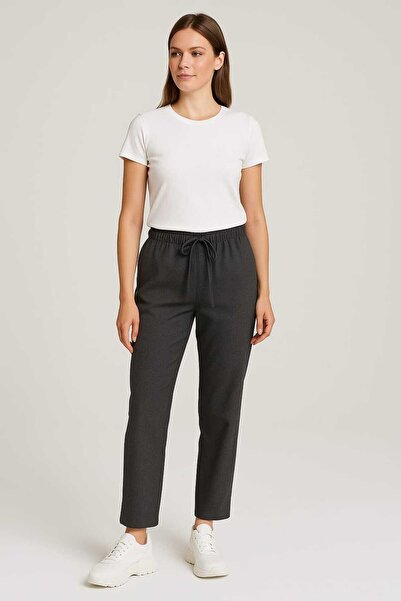 MODA Elastic Waist Fabric Pants, Cloth Foot Pants, Elastic Waist Lace-Up Pants