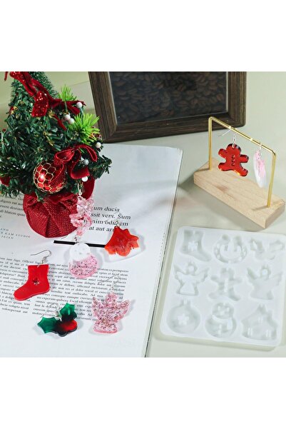 cnk craft shop Epoksi Silikon Kalıp Yılbaşı Noel Çanı Geğik Kardan Adam Kalıbı 9 Lu Reçine Kalıp