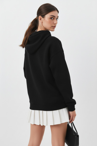 uyguntarz Unisex Soft Textured 3 Thread Cute Piglet Design B Printed O Oversized Sweatshirt