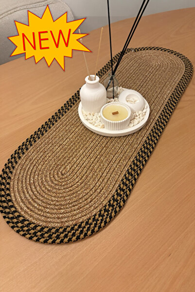 MaVaux Herakles Amerikan Servis El Yapımı Pamuklu Natural Jüt Örme Desenli Ru...