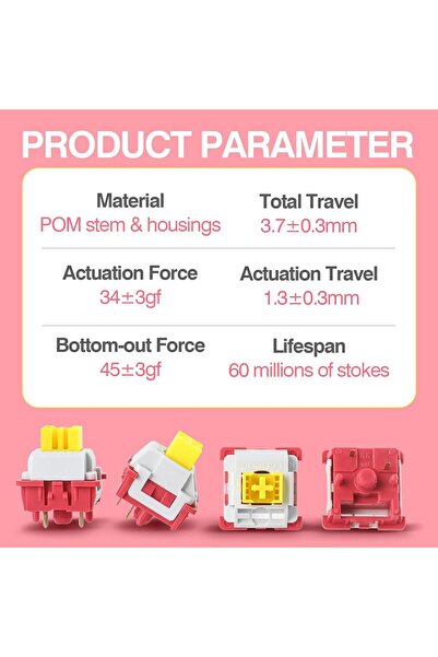 Epomaker x LEOBOG Nimbus V3 Keyboard Switches, 35 pcs, 34gf Linear, Factory Lubed, 5-pin, POM Stem