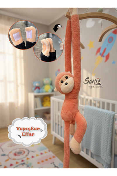 SENİSSTORE Peluş Maymun Elleri Yapışan Oyun Ve Uyku Arkadaşı Peluş Maymun Oyu...