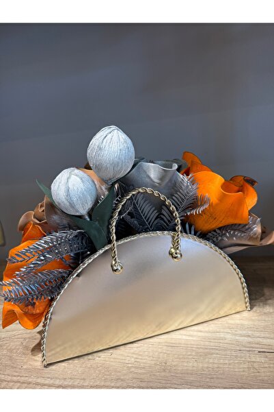 nesshomeeart Yapay Çiçek Aranjmanlı Çanta Vazo Lateks Çiçek