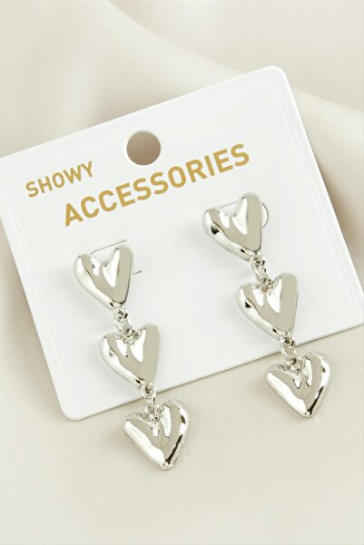 ZERO LAND Lvsqvr Heart Trend Metal (152030) Earrings-Silver Color