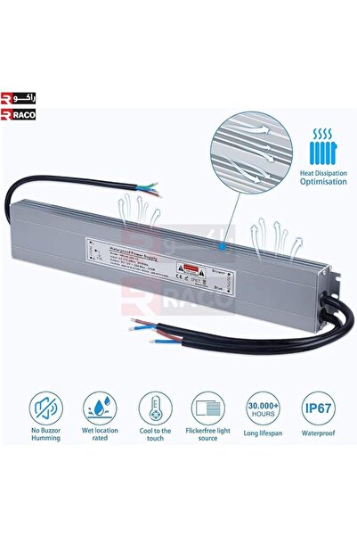Raco Ultra Slim LED Driver Waterproof IP67 - AC to DC Switching Power Supply (60W 12V)