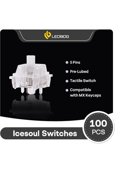 Epomaker x LEOBOG Icesoul Keyboard Switches, 100 Pcs, 30gf Tactile, POM Stem, LED Slot