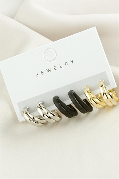 ZERO LAND Lvsqvr 6 Pcs Double Ring Trend Earrings (153725) 2 Cm-Colorful