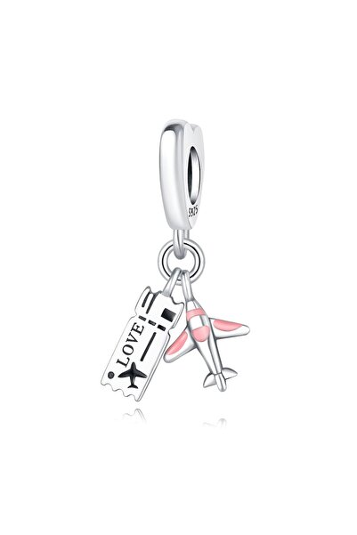 delis Γούρι/φυλαχτό από ασήμι 925, JW1657, μοντέλο αεροπλάνου, επιπλατινωμένο με ρόδιο