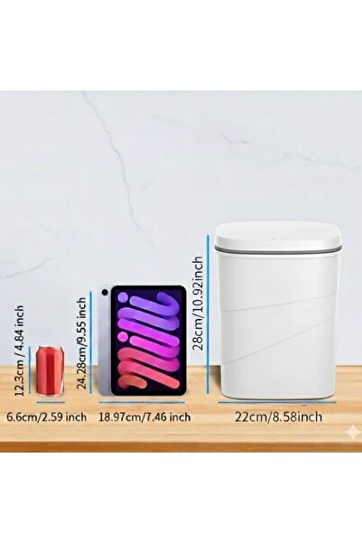 DAMMERUN 13 Litre Sensörlü Akıllı Çöp Kutusu – Beyaz, 2 Adet AA Pil ile Çalışan, Koku Hapseden, Hijyenik