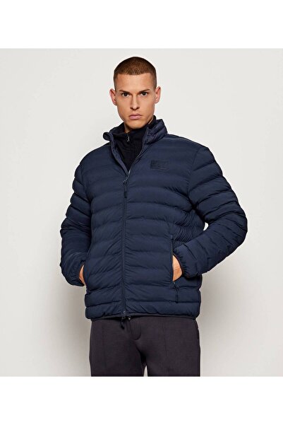 EA7 Men's Regular Fit Zipper Closure Mock Neck Long Sleeve Navy Blue Jacket 7m000684 Af15953-Ub102