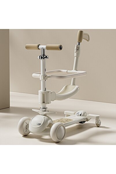 dalip 7-in-1 Children's Scooter-Stroller DALIP, Foldable, Adjustable Handlebar, LED Lights, Music, White