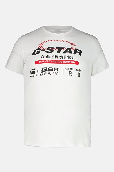 G-STAR RAW Men Crew Neck Short Sleeve Graphic Print T-Shirt, White