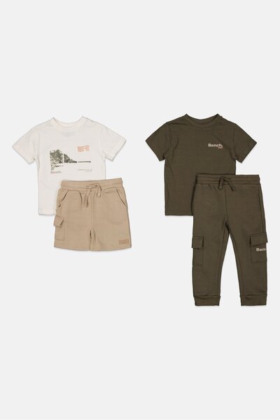 BENCH Toddlers Boy 4 Pieces Graphic Print Top And Bottom Set, Multicolor