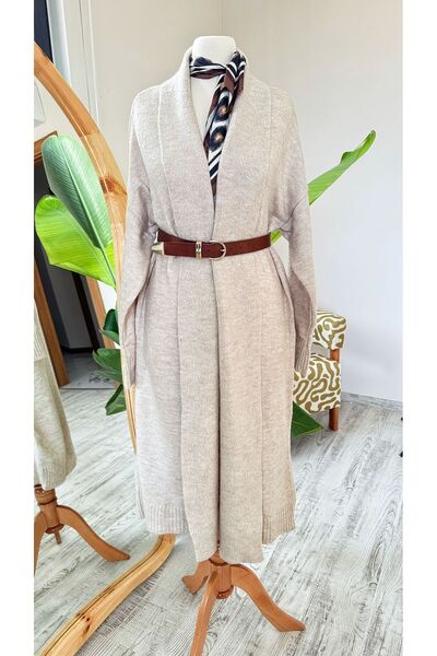 BeeYouStudio Triko Uzun Hırka / Ekru