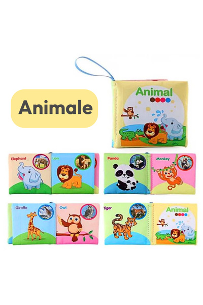 RCO Carti senzoriale din material textil pentru bebelusi – set educativ cu fructe, legume si animale