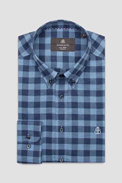 Abbate Luca Oxford Бавовняна сорочка Comfort Fit темно-синього кольору з ґудзиковим коміром для чоловіків