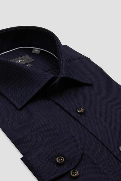 Abbate Marco Armür Бавовняна сорочка Slim Fit темно-синього кольору з класичним коміром для чоловіків