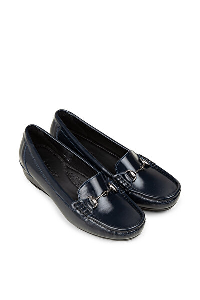 Deery Women's Genuine Patent Leather Navy Blue Casual Shoes