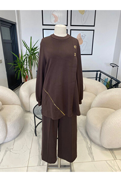 NUSS TRİKO مجموعة بنية مع تفاصيل سحاب NUSS