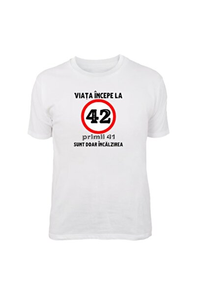 T&M Personalizare Tricou personalizat - Viața începe la 42 de ani, bumbac, XL...
