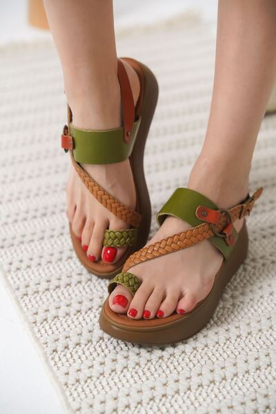TRENDELLA Likya Multicolored Genuine Leather Sandals