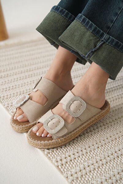 TRENDELLA Tyna Suede Beige Stone Women's Slippers