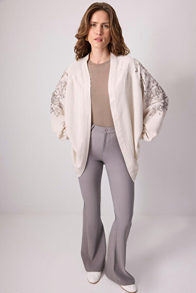 Touché Privé PUL DETAYLI KETEN DOKULU KİMONO