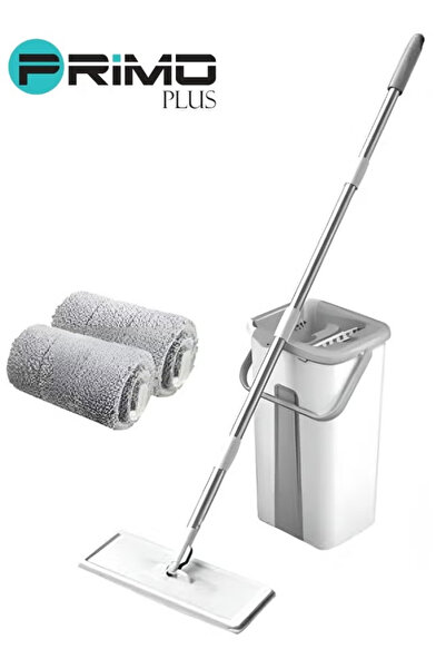 Primo Plus Microfiber Floor Cleaning Mop Set With Bucket And Refill Roller Grey/White/Silver