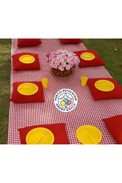 Partini Renklendir Sarı Renk Şık Plastik Lüks Tabak, Çatal, Bardak 25’Li Set ...