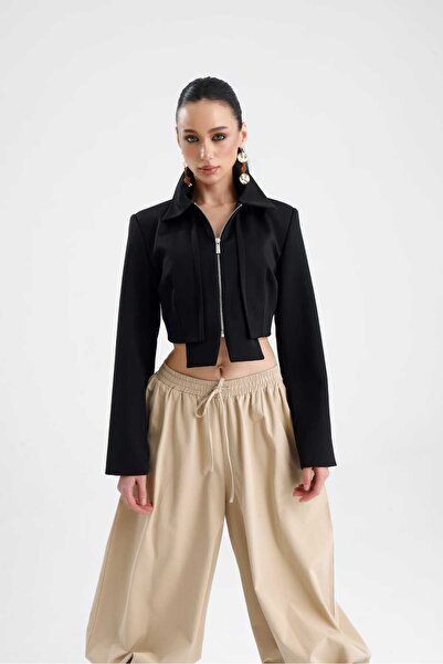 GACA COLLECTION OUJDA Kısa Mini Ceket Poliviskon Kumaş