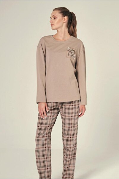 MORRO Καρό μακρυμάνικο άνετο γυναικείο σετ πιτζάμες