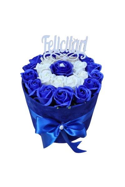 T&M Personalizare Aranjament floral într-o cutie de catifea albastru închis -...