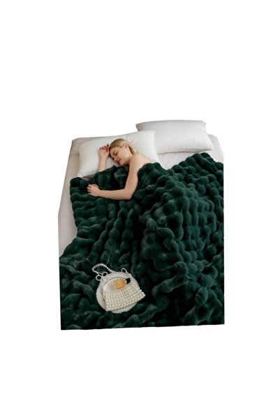 OEM Luxury Blanket 200×230 cm Artificial Fur with Zipper - Green