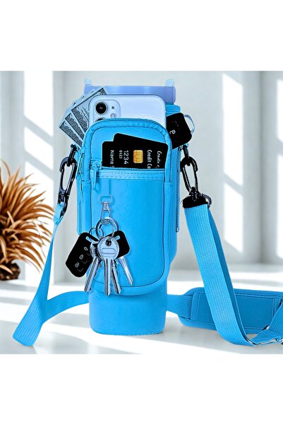Store Quencher Pipetli 1.18 Lt Termos Kılıfı Omuz Askılı Termos Çanta Fermuarlı Cepli Kılıf Çanta