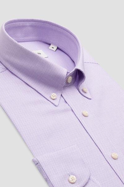 Abbate Bb Club Mike Oxford Cotton Regular Fit Purple Button-Down Collar Men's Plain Shirt