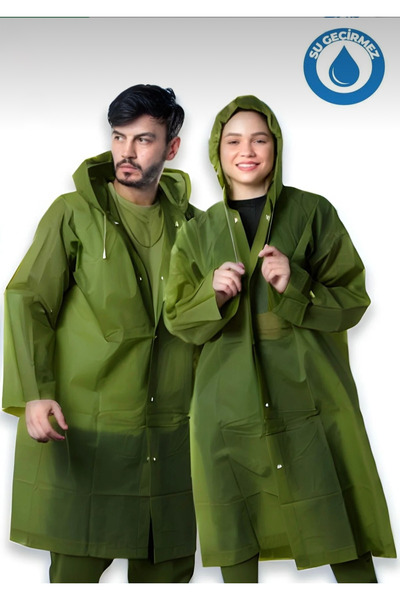 DEV 3 ADAM Unisex Women-Men Waterproof Windproof Raincoat with Snap Fasteners Hooded