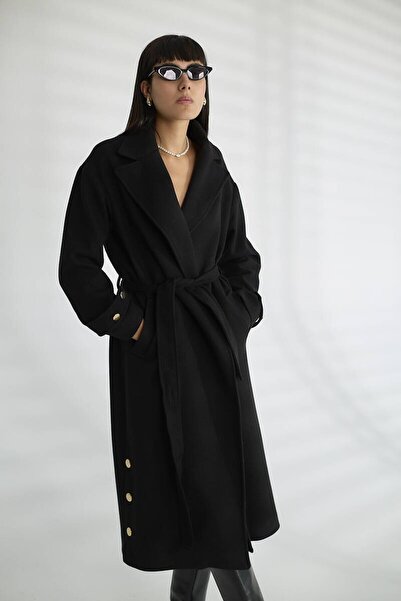 cemo Women's Gold Buttoned Coat