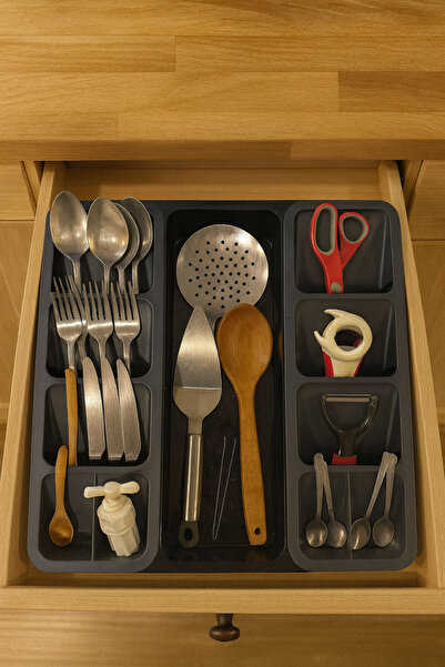 SİHİRLİ AYAKLAR 11 Compartment Cutlery Set Kitchen Organizer Drawer Organizer Cutlery Holder 40X40