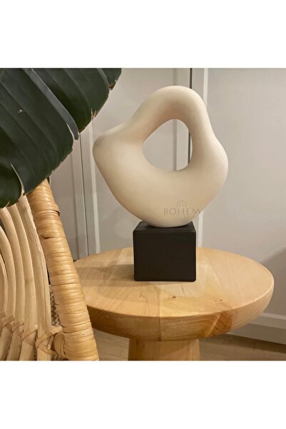 BOHEM HOME Seramik Bej standlı asimetrik büst