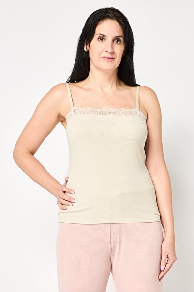 Calvin Klein Women Ribbed Sleeveless Sleepwear Tank Top, Stone