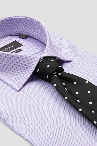Abbate Ανδρικό καρό πουκάμισο Marco Dobby Cotton εφαρμοστό Purple Classic Collar