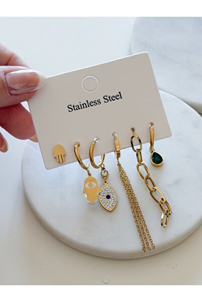 CHARMLUCKY ÇELİK GÖZ KÜPE SETİ