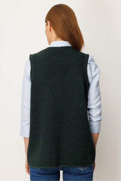 centilmen Desen Women's V-Neck Pocket Embroidered Wool Vest 25030