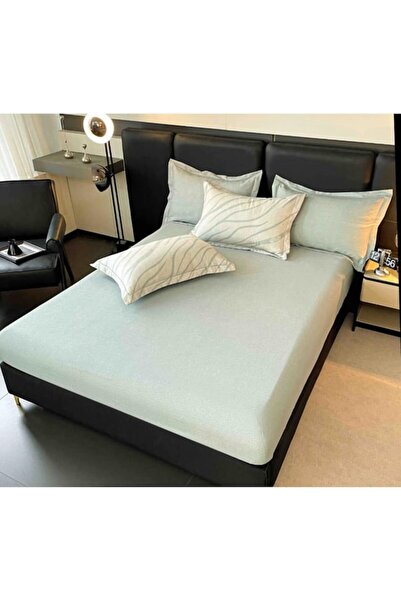 OEM Luxury Finet Cotton Bedding Set 6 pcs with Fitted Sheet 180x200cm Green