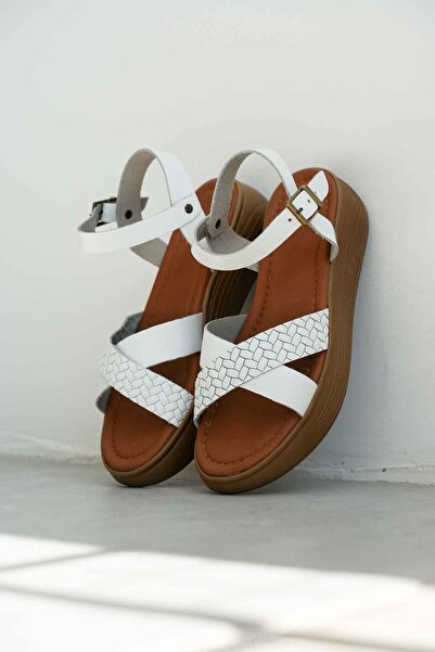 TRENDELLA Orwell White Genuine Leather Sandals