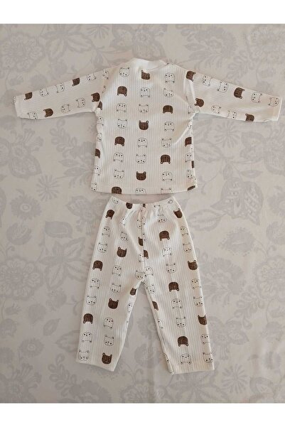 Özlev Baby Raporlu Kedi Desenli 1/3 Yaş Çocuk Pijama Takımı