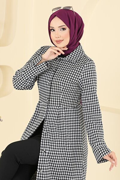 ModaMerve Kazayağı Desenli Gömlek Yaka Elbise 5081ERK1158-MS Ekru