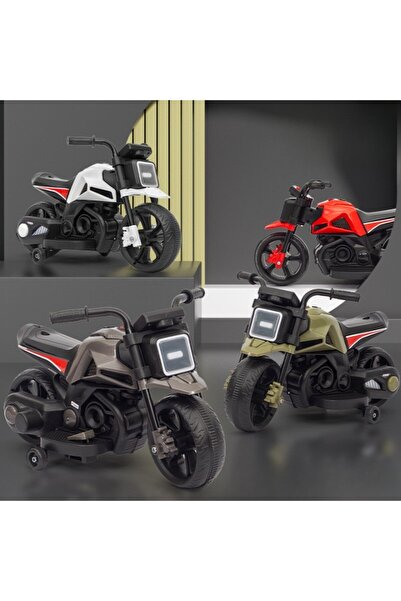 dalip Electric Kids Motorcycle with Training Wheels, 6V 4.5Ah Battery, Lights & Music, Red/Black