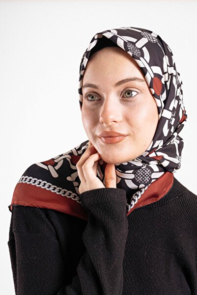 Akel Patterned Silky Alfa Silk Scarf – Soft Texture, Easy to Shape, 95X95 Women's Scarf