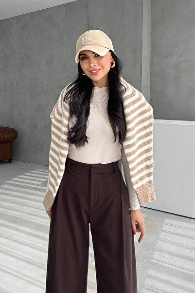 Seda Yalçın Atelier Brown Pleated Detailed Wide Leg Trousers